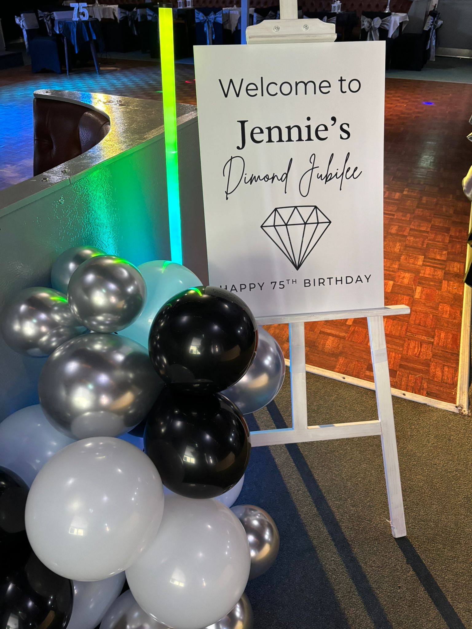 Jennies 75th Birthday Entrance Display Board at Chingford Royal British Legion Club